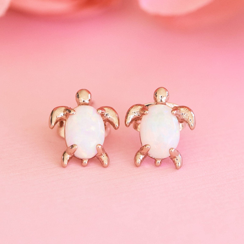 Rose Gold Opal Sea Turtle Earring 2