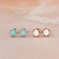 Rose Gold Opal Sea Turtle Earring Gallery Thumbnail