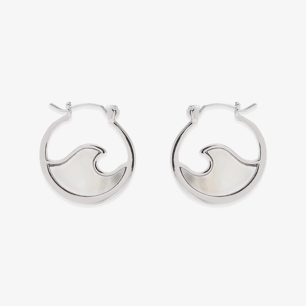 Mother of Pearl Mini Wave Hoop Earrings 1