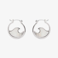 Mother of Pearl Mini Wave Hoop Earrings Gallery Thumbnail