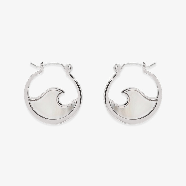 Mother of Pearl Mini Wave Hoop Earrings