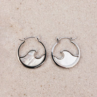 Mother of Pearl Mini Wave Hoop Earrings Gallery Thumbnail