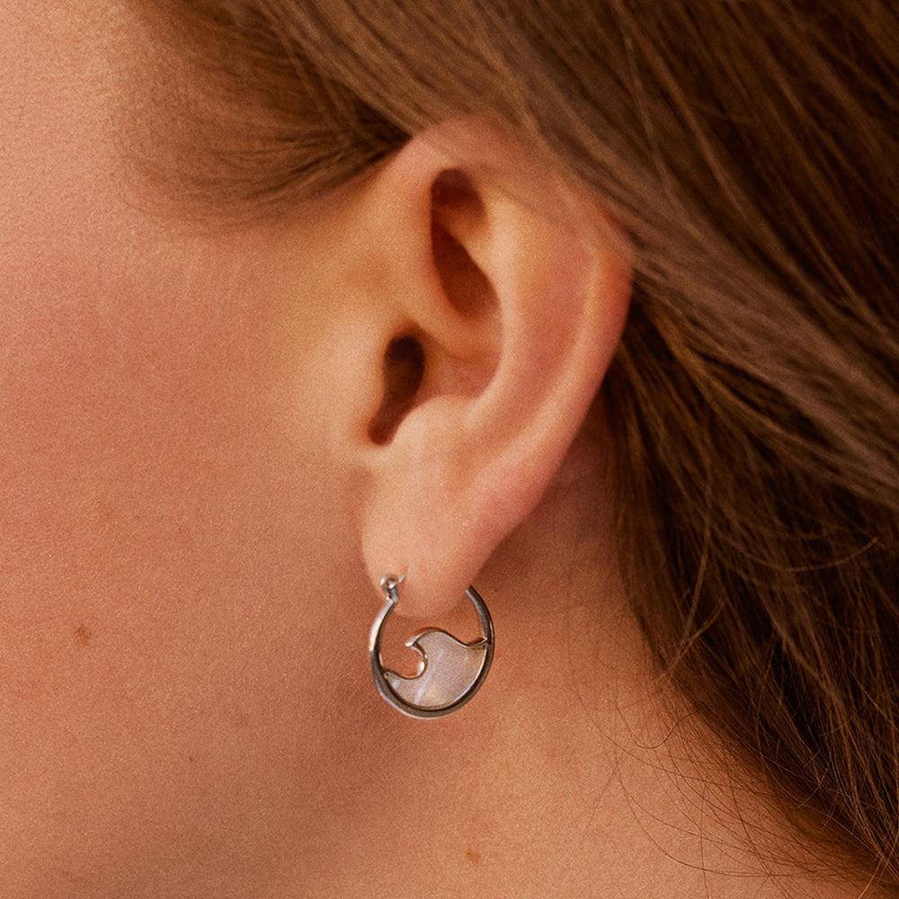 Mother of Pearl Mini Wave Hoop Earrings 5