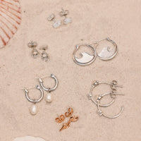 Mother of Pearl Mini Wave Hoop Earrings Gallery Thumbnail