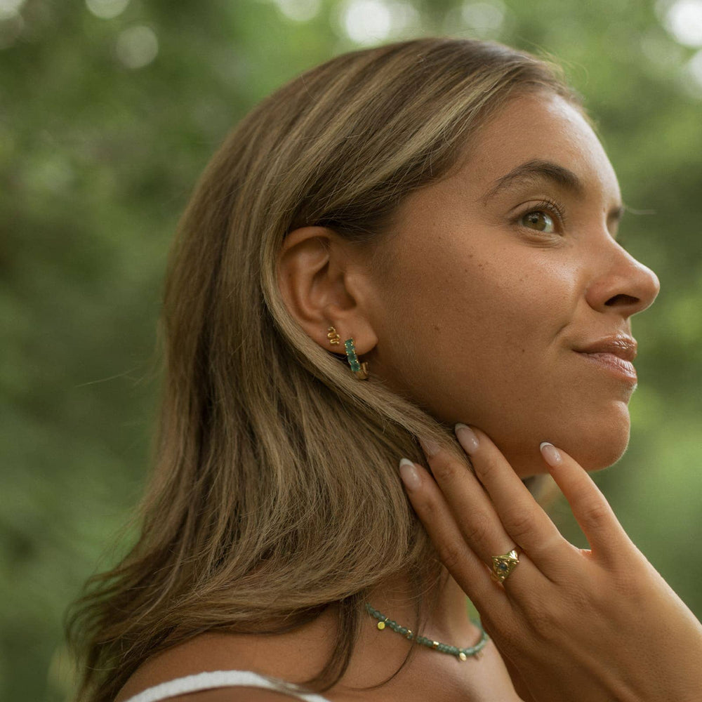 Raw Emerald Hoop Earrings 5