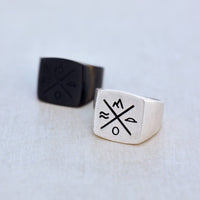 Men's Compass Signet Ring Gallery Thumbnail