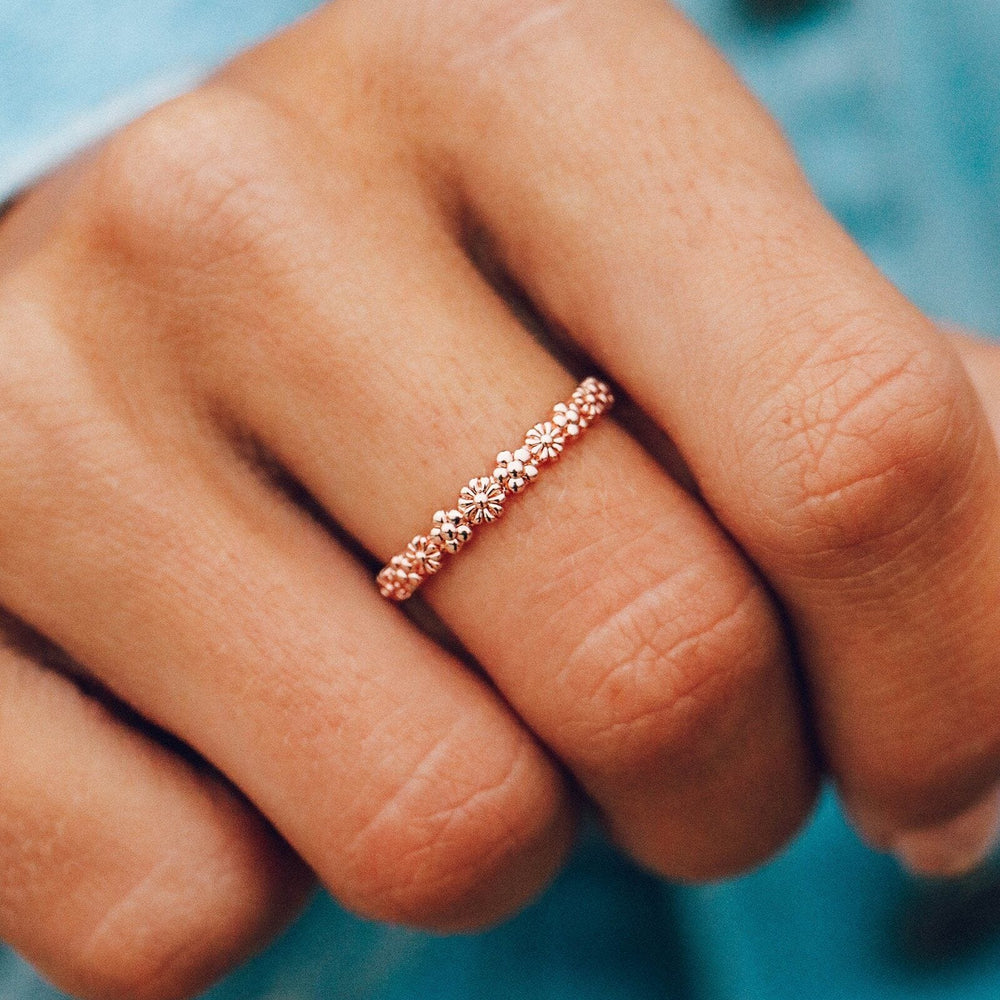 Rose Gold Floral Stacking Ring 2