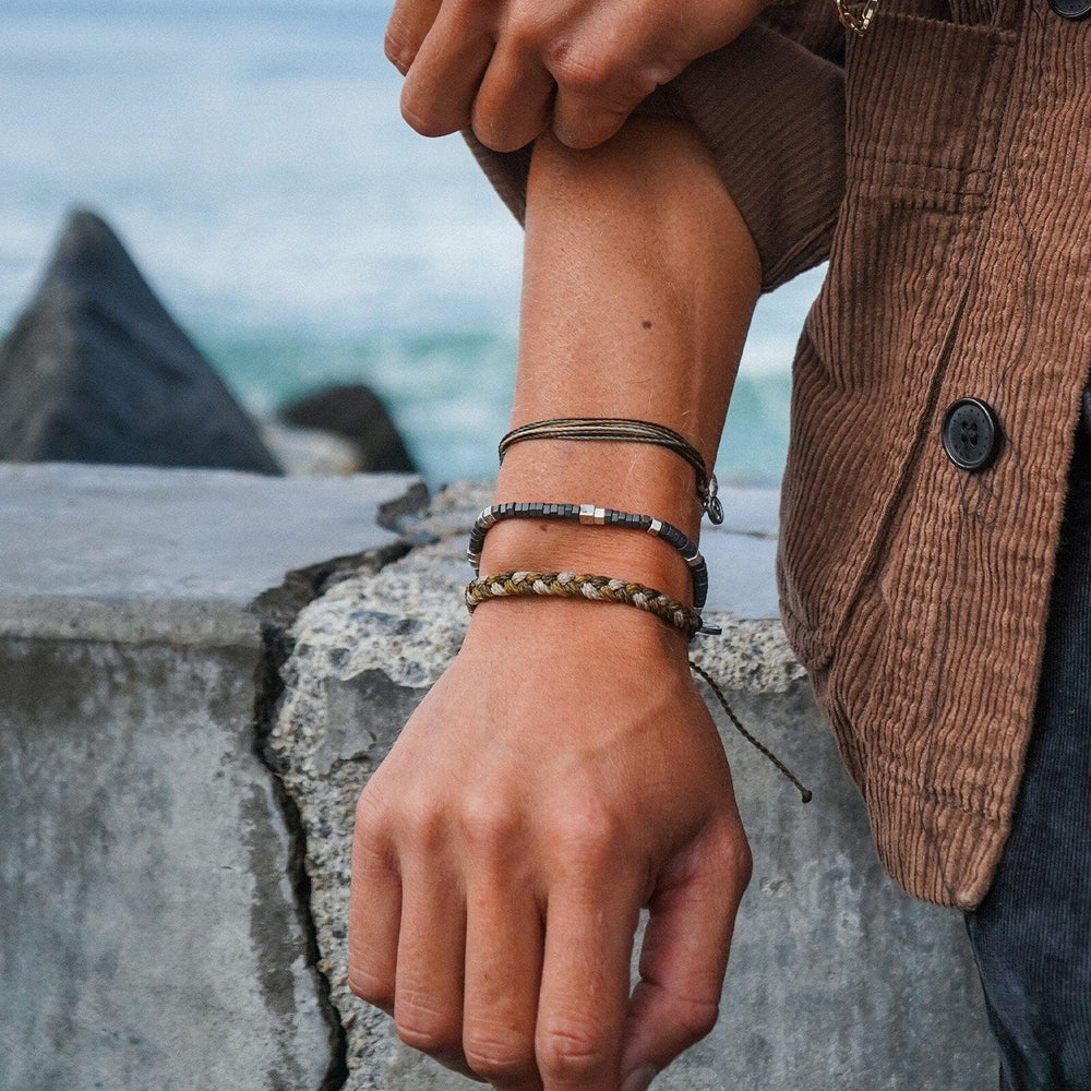 Men's Faceted Pyrite Stretch Bracelet 9