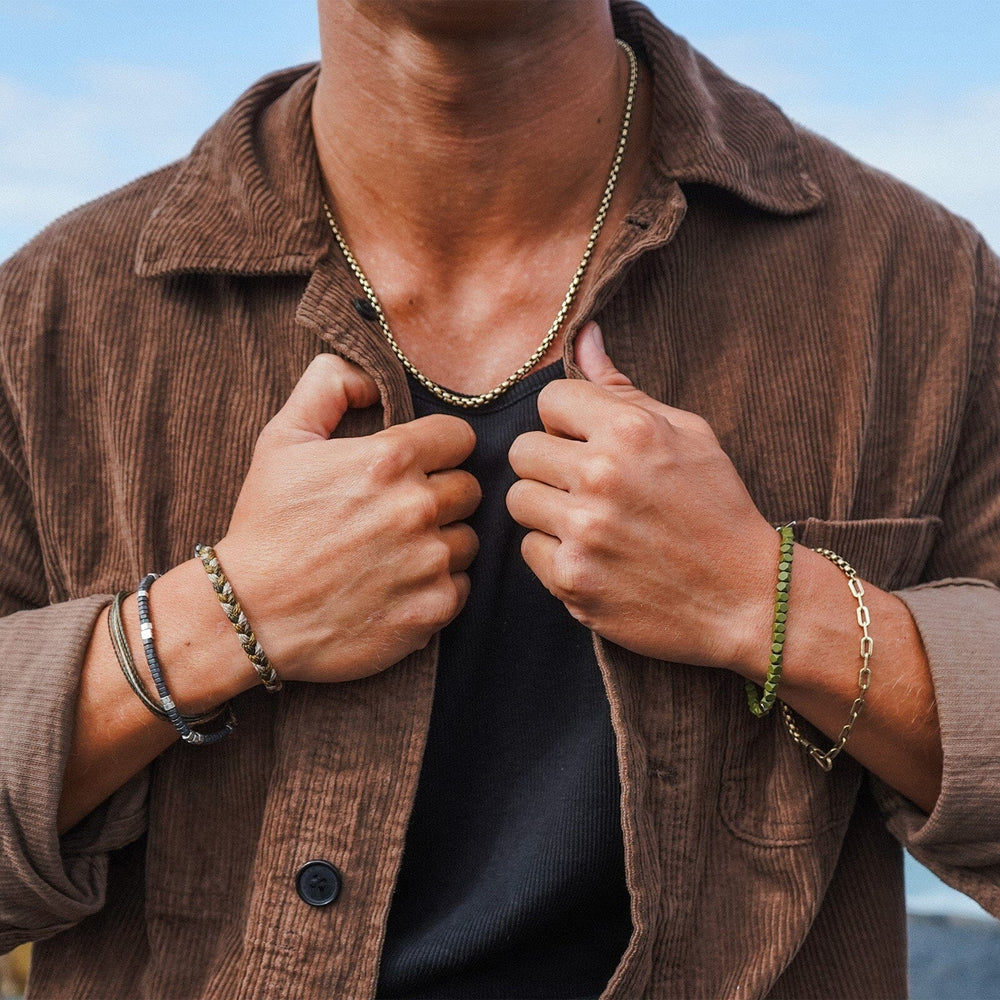 Men's Faceted Pyrite Stretch Bracelet 6