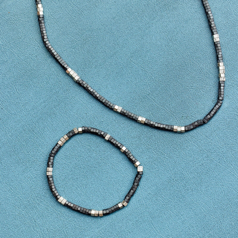 Men's Faceted Pyrite Bead Necklace 3