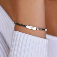 Engravable Rectangle Bead Stretch Bracelet Gallery Thumbnail