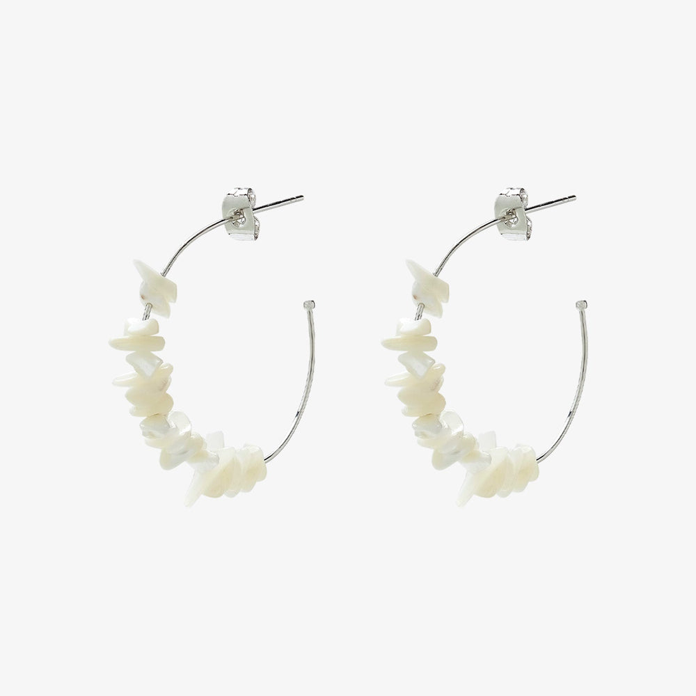 Mother of Pearl Chip Hoop Earrings 2