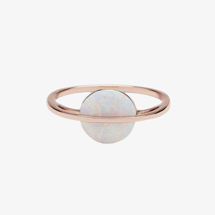 Rose Gold Opal Saturn Ring